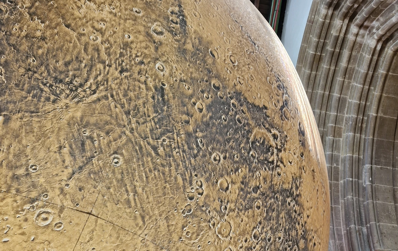 Artist Luke Jerram’s Mars has landed in Leicester Cathedral and is at the centre of a packed programme of events for all ages
