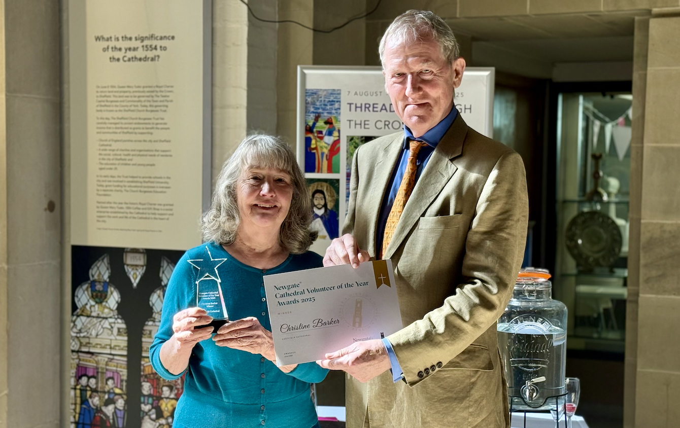 Christine Barker, winner of the Volunteer of the Year Award, Sheffield Cathedral.