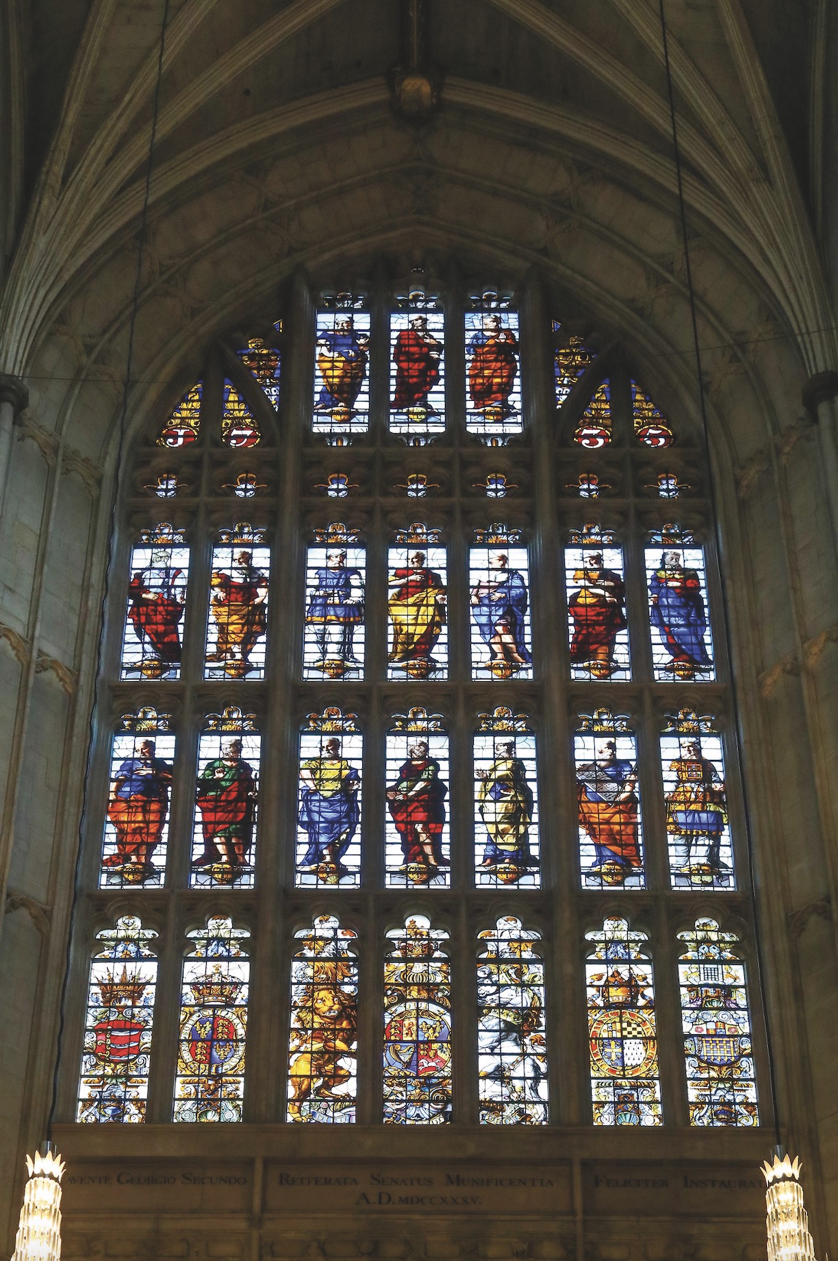 WESTMINSTER ABBEY Great West Window (1735 – depicted in top lights)