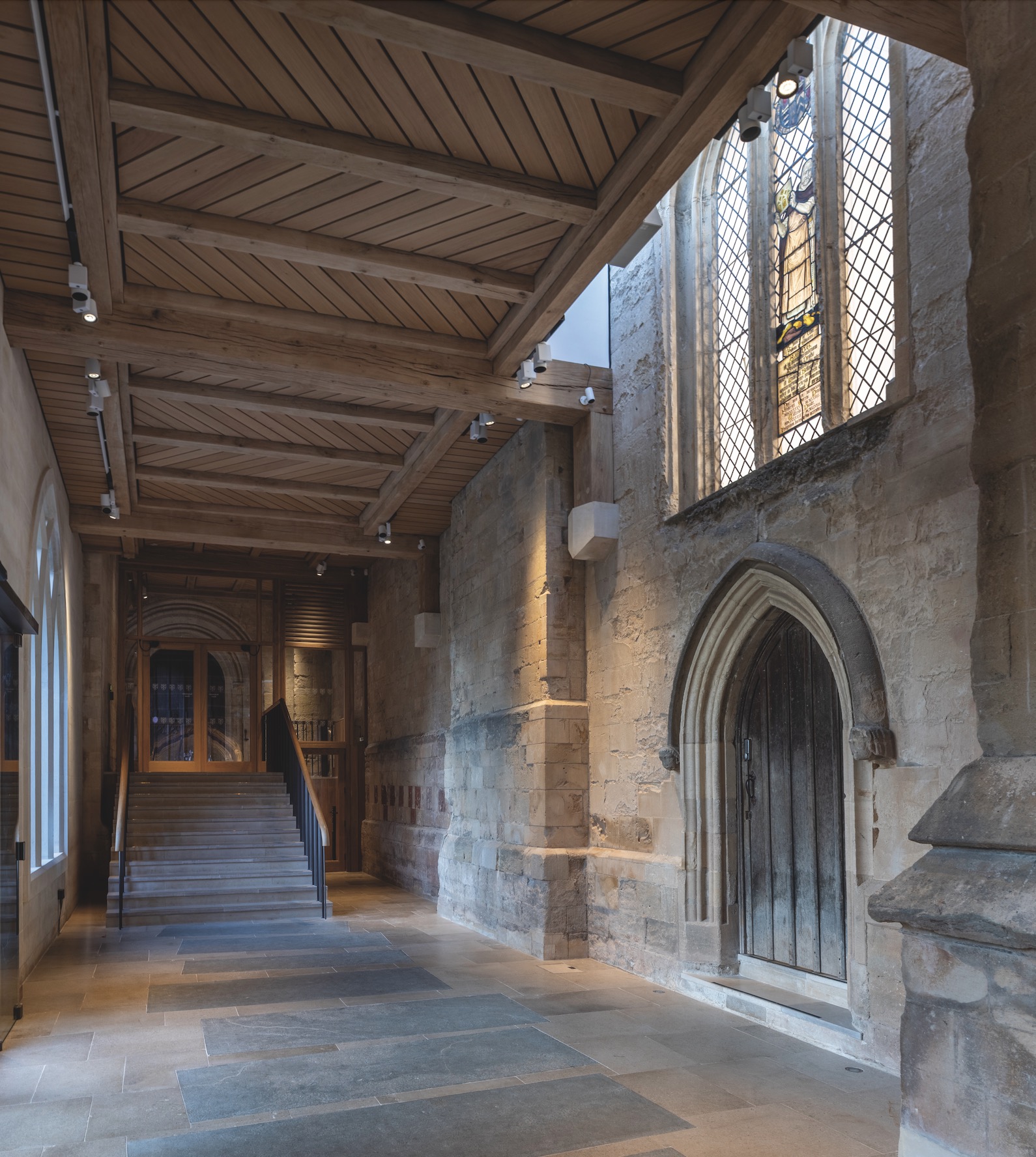 EXETER CATHEDRAL Drake Memorial Window and Blessed James of Ulm, Patron of Glaziers (1921)