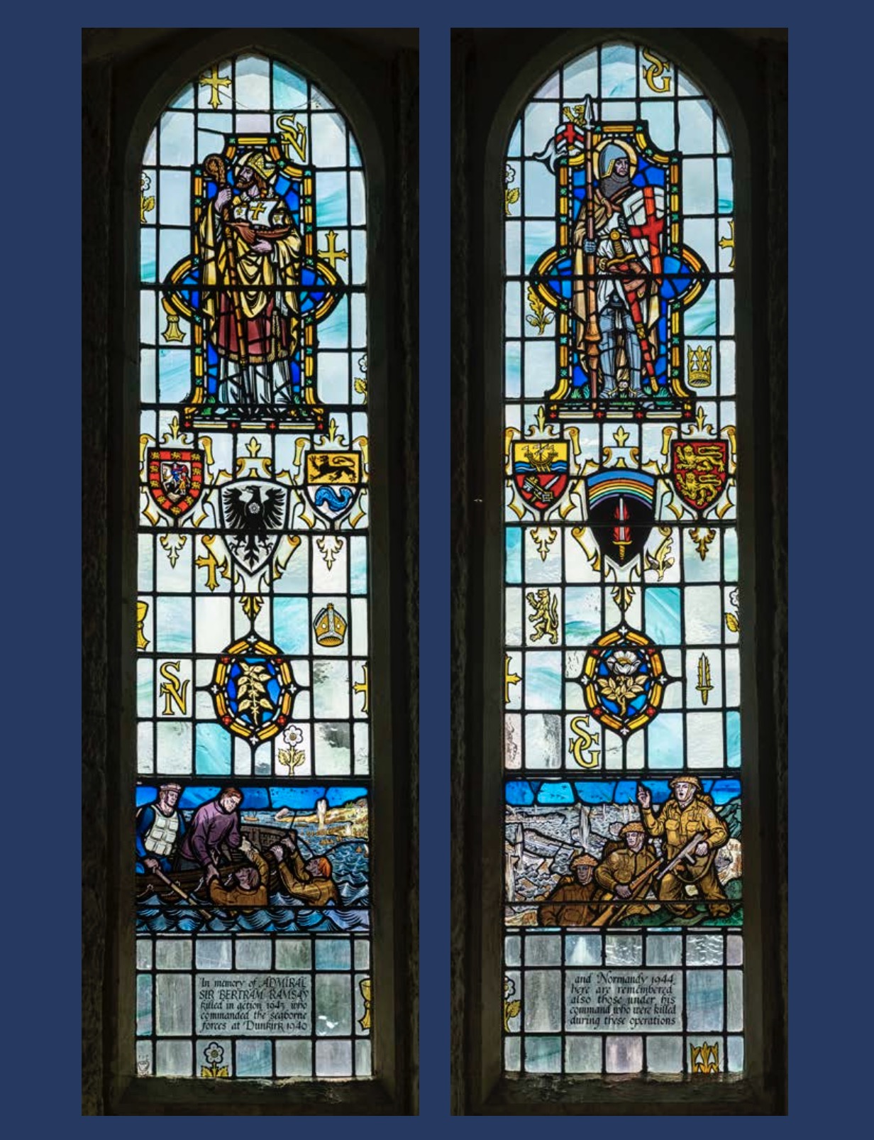 PORTSMOUTH CATHEDRAL Dunkirk and D-Day Windows (1956)