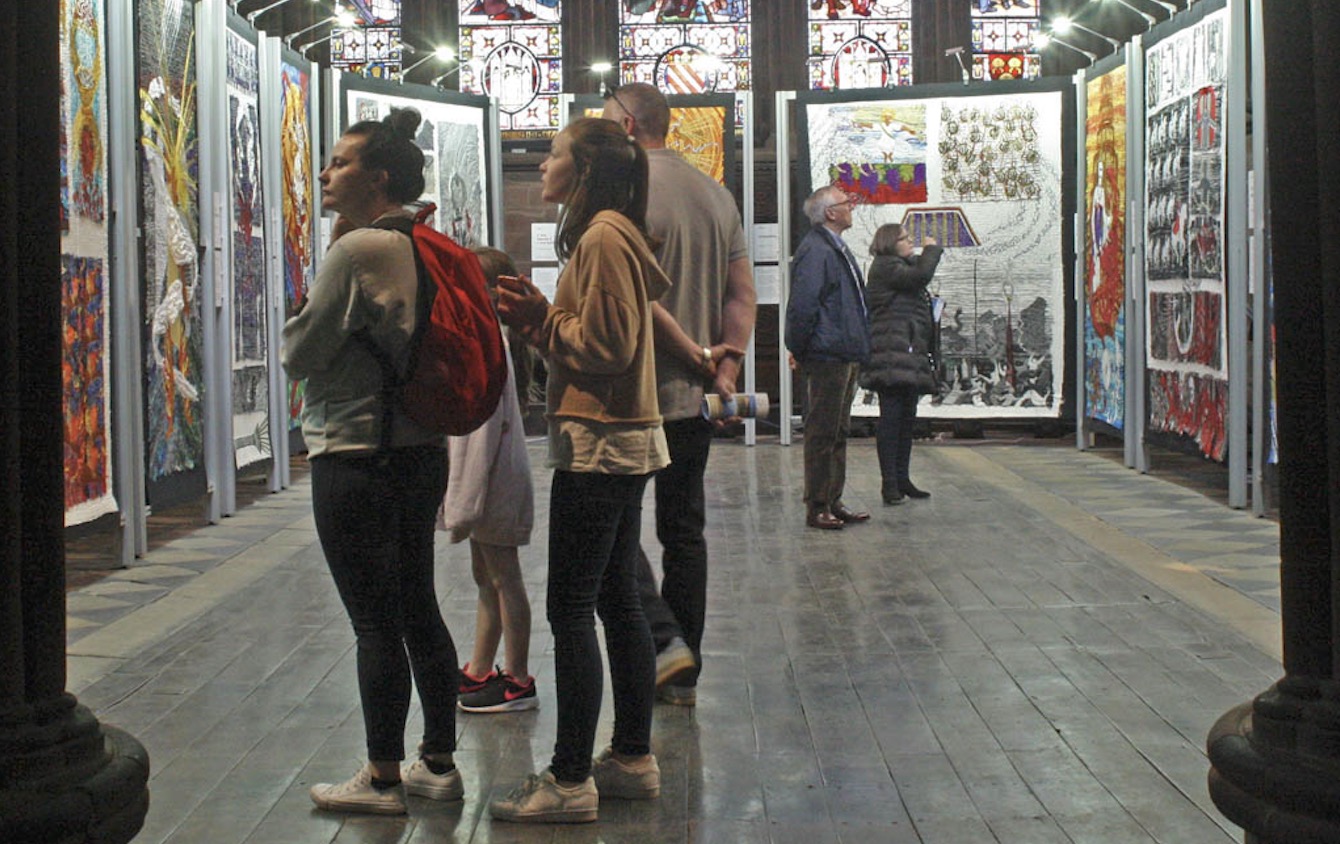 Truro Cathedral is getting ready to host Jacqui Parkinson’s acclaimed textile exhibition, Threads Through Revelation, that brings the final book of the Bible to life in millions of stitches. 