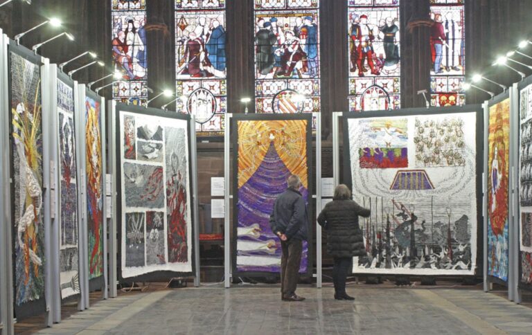 Truro Cathedral is getting ready to host Jacqui Parkinson’s acclaimed textile exhibition, Threads Through Revelation