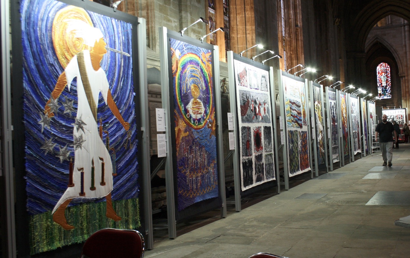 Truro Cathedral is getting ready to host Jacqui Parkinson’s acclaimed textile exhibition, Threads Through Revelation, that brings the final book of the Bible to life in millions of stitches. 